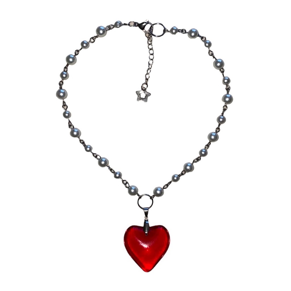 Glass Heart Pearl Choker